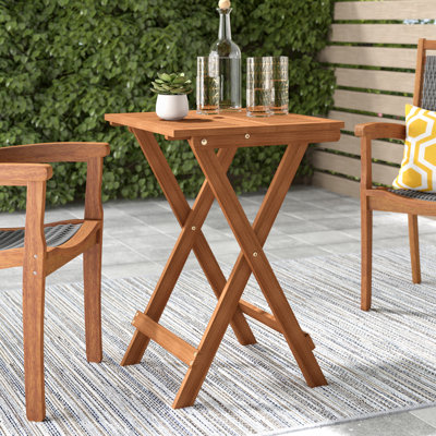 Square Solid Wood Outdoor with Umbrella Hole Bistro Table - 51.1 cm W 51.1 cm D