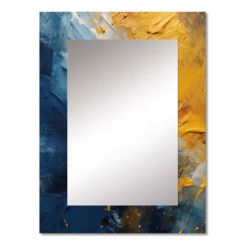 Blue and Yellow Intuitive Expressions II - Modern Wall Mirror, 32 po x 24 po