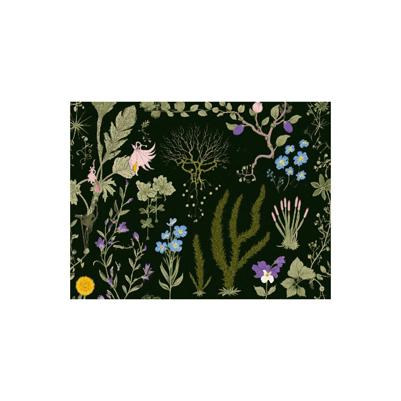 Tapis de bain à motif floral foncé, 36 x 24
