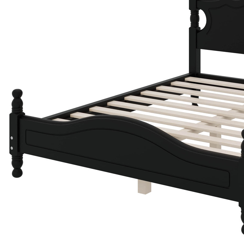 Grand lit plateforme en bois, Noir
