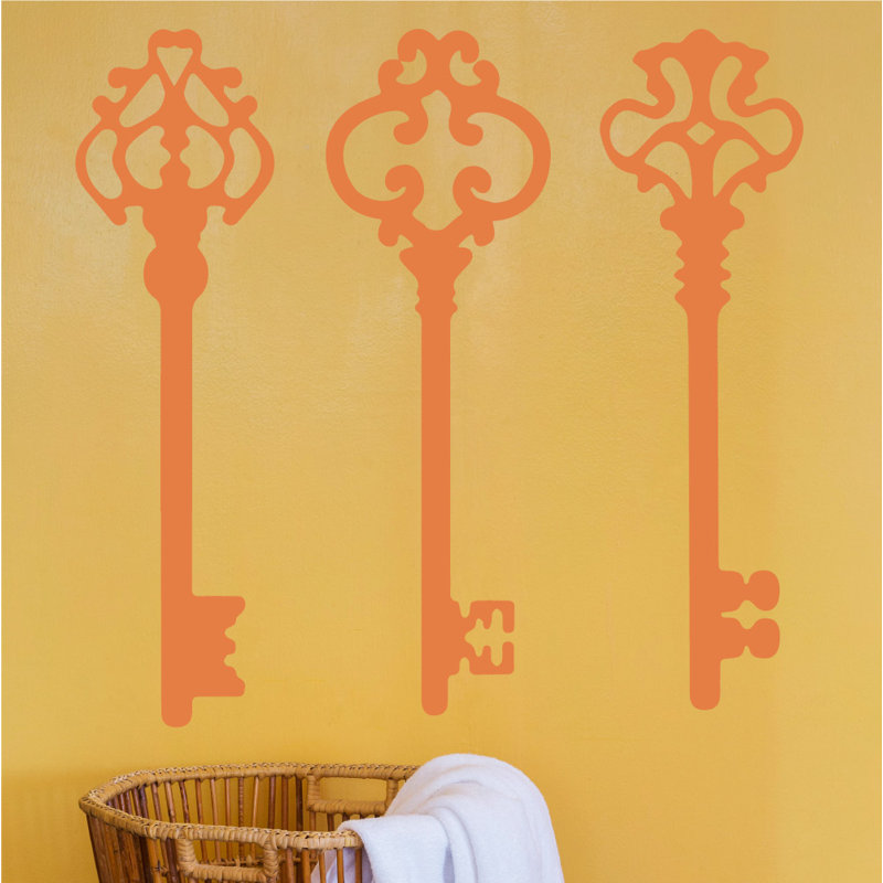 Décalcomanie murale clés squelettes, H 45 po x l 46 po x P 0,01 po, Kaki