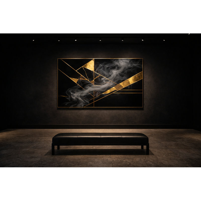 Obsidian Ascension Framed Canvas Wall Art by Kasian Art Studio - Black Frame, Black
