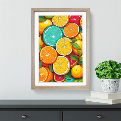 Citrus Fruits Line 1 Piece Single Picture Frame Wall Art