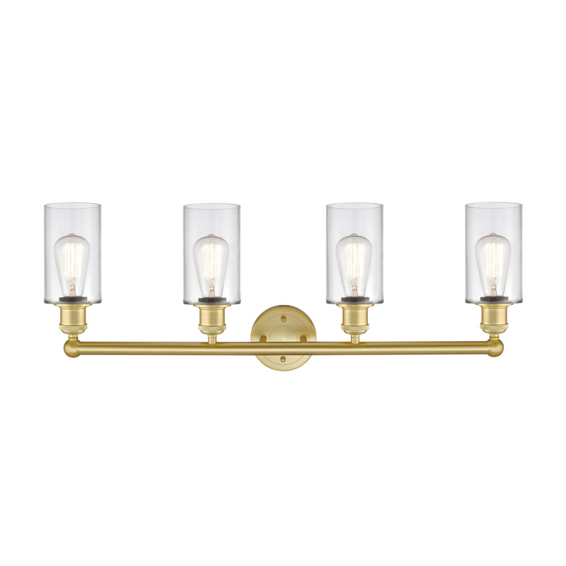 Caldello 4 - Light Dimmable Vanity Light, Clear, Satin Gold