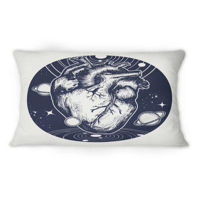 Coussin Heart in Space - imprimé rétro