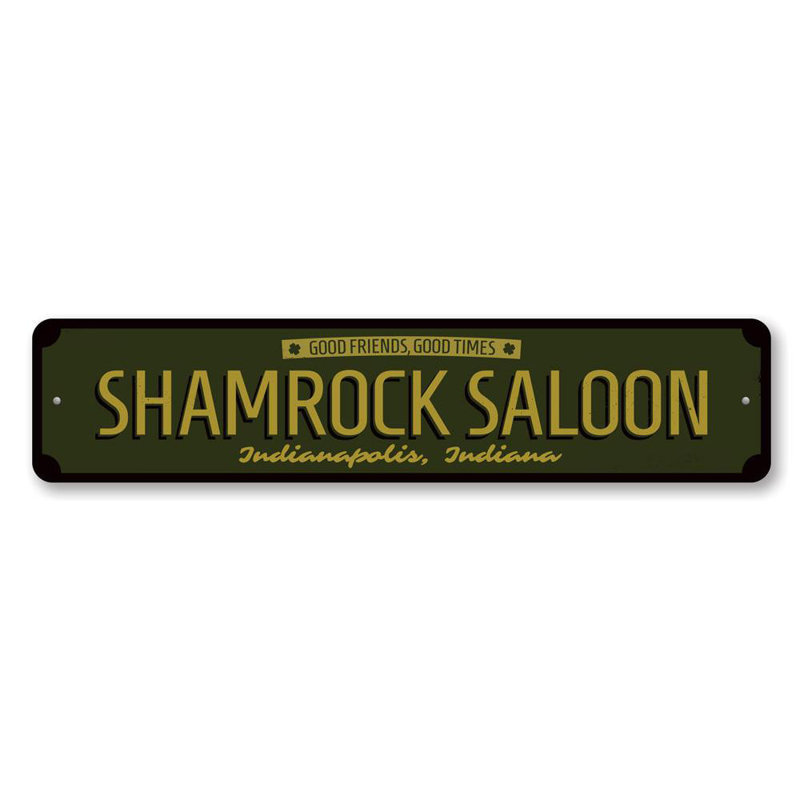 Plaque en aluminium Shamrock Saloon, H 6 po x l 24 po x P 0,06 po