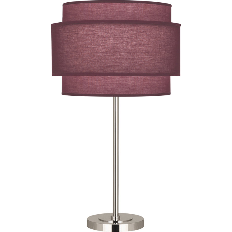 Decker Metal Table Lamp, Polished Nickel, Vintage Wine