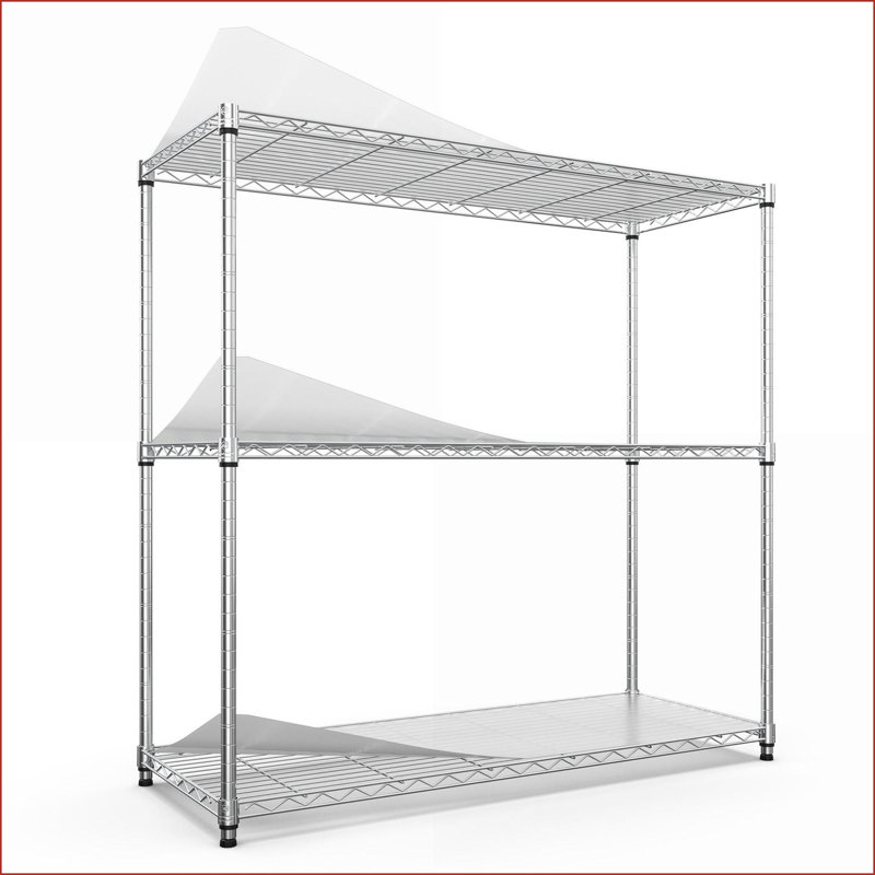 Rayonnage à 3 niveaux | Support en métal à capacité réglable de 1050 lb | Chrome | Métal