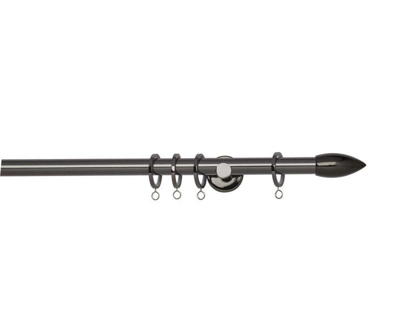 1.9cm Single Curtain Pole, 180cm W, Black Nickel
