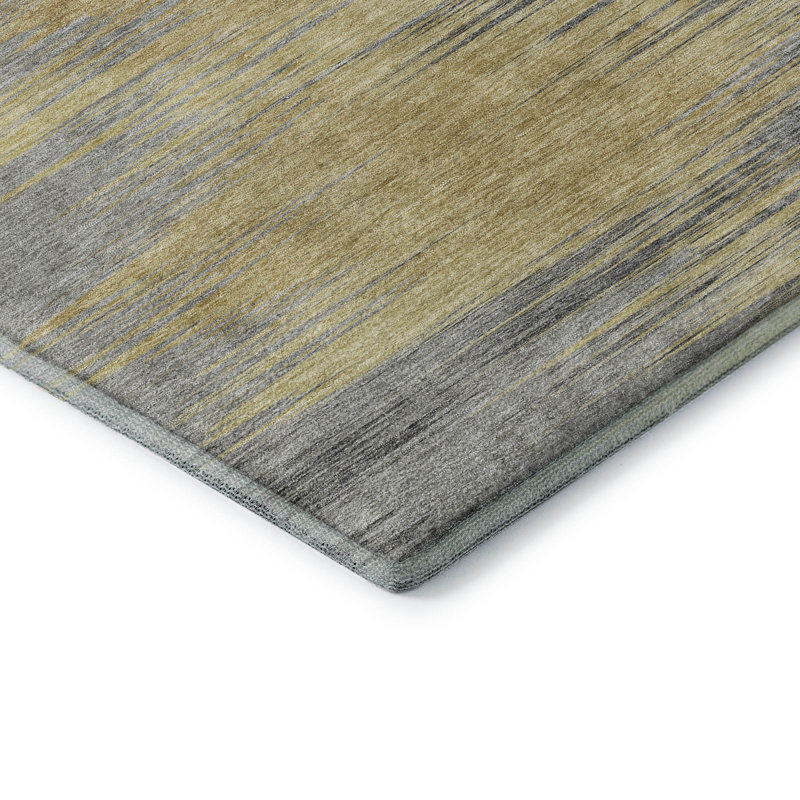 Tapis doré Prisco lavable à la machine de qualité supérieure, Tapis de couloir 2 pi 3 po x 7 pi 6 po