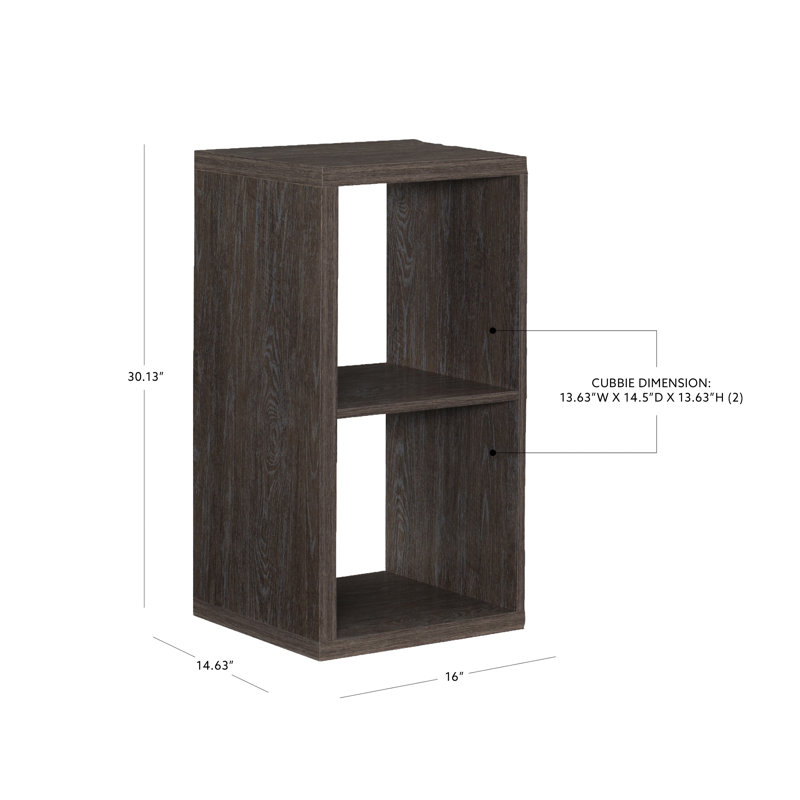 Hamlett 30"H x 16"W Gray Two Cube Wood Bookcase, Gray