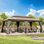 Gazebo de patio en acier de 6 m de large x 3 m de profondeur avec toit double et rideaux