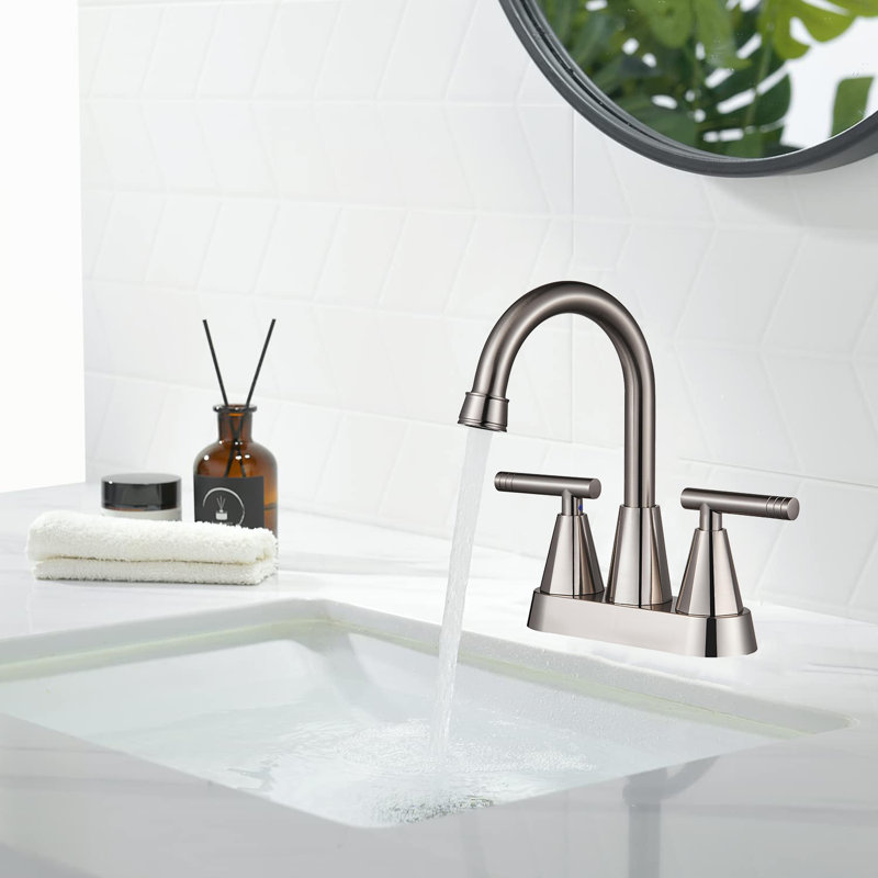 Robinet de salle de bain central 4 "avec drain escamotable Aris Premium, Nickel brossé