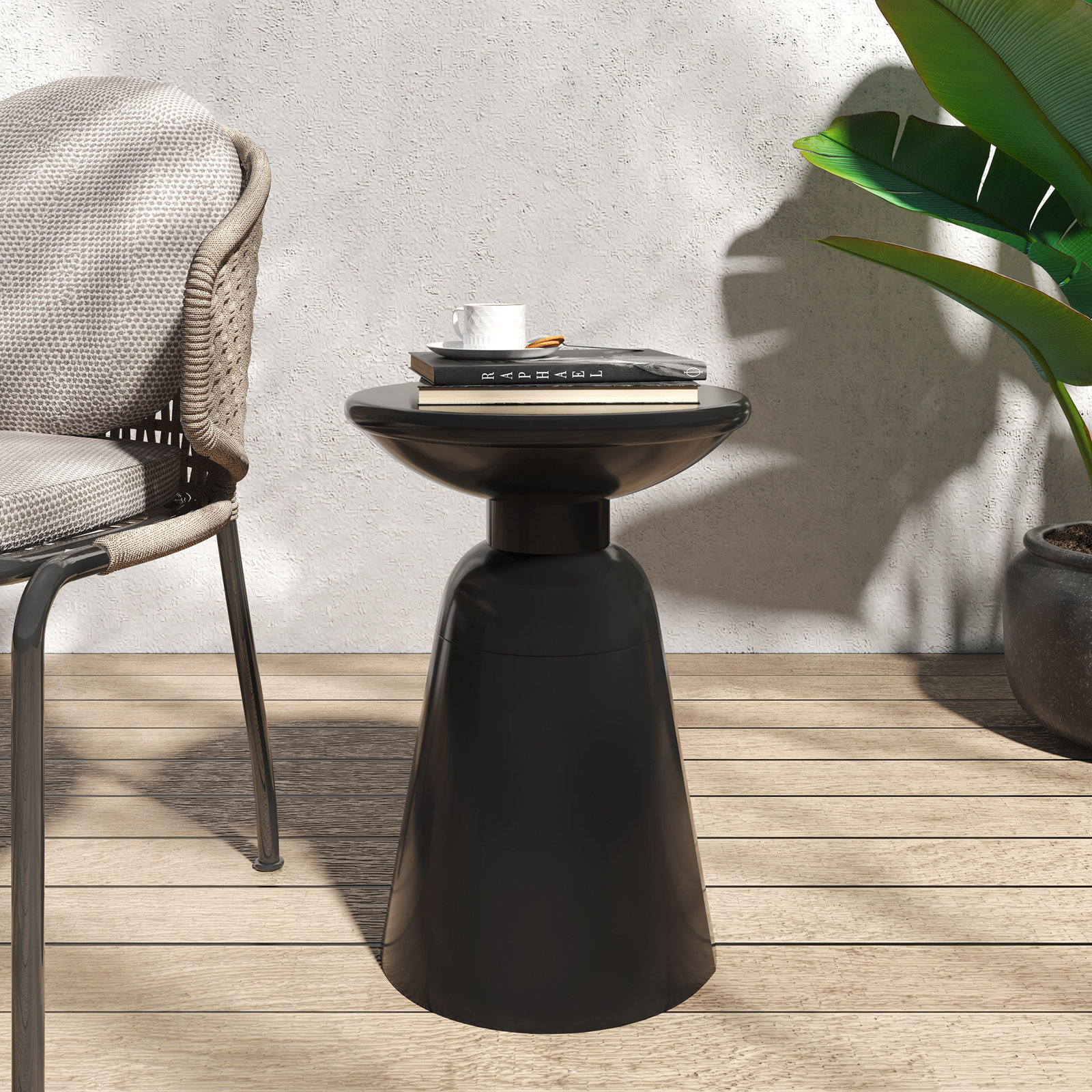 Atira 15'' Iron Outdoor Side Table, Black