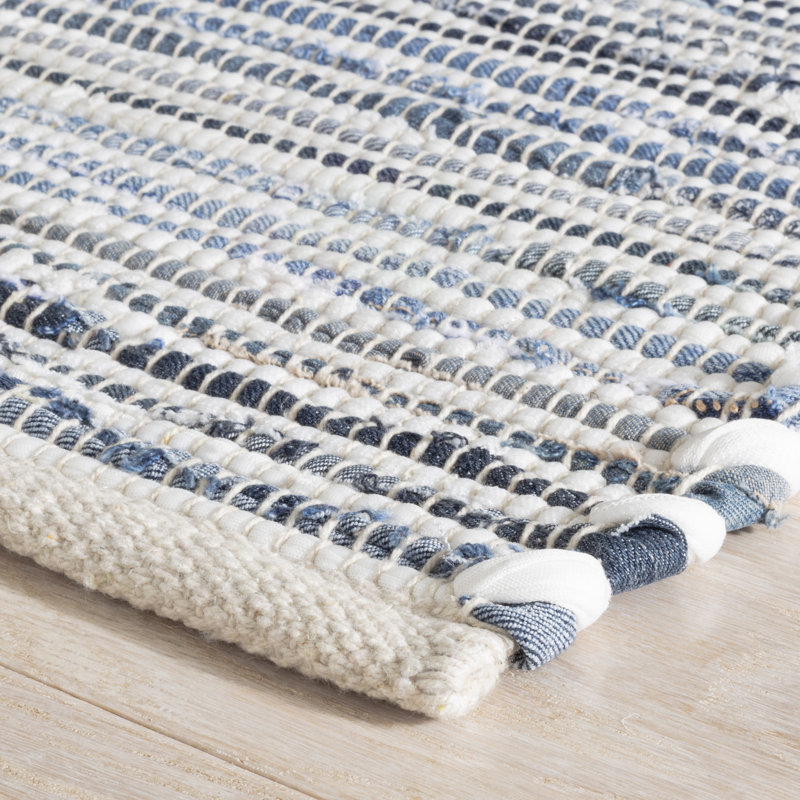 Tapis en coton tissé à la main Denim Rag, Rectangle 7 pi 6 po x 9 pi 6 po