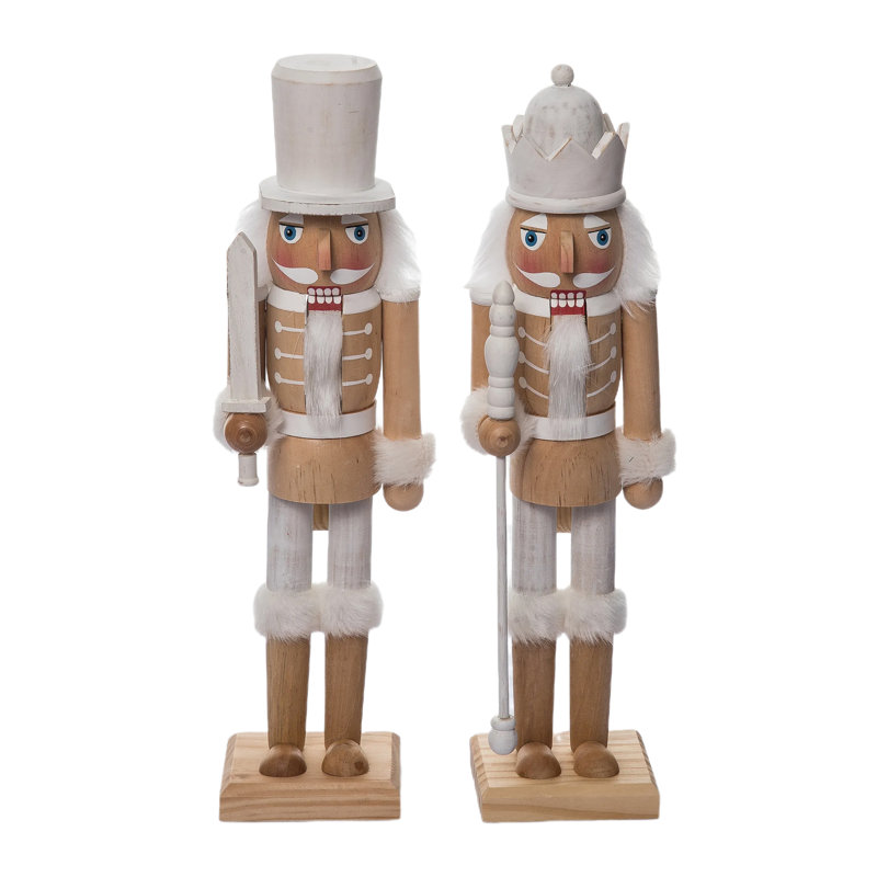  Ensemble de 2 décorations de Noël pour grand casse-noisette rustique en bois blanc