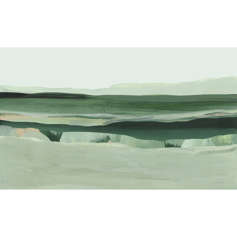 Papier peint de qualité supérieure - Paysage acrylique pré - vert, L 108 po x l 120 po, Non encollé