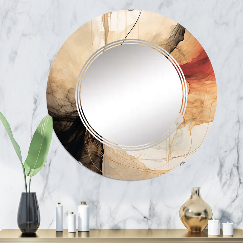 Castauqua - Miroir mural moderne rond, 32 po x 32 po