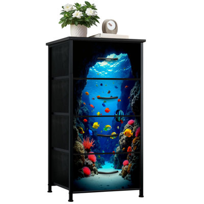 Commode pour la chambre à coucher avec 4 tiroirs de rangement Sous-marin de corail coloré sous l'eau