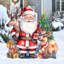 Figurine Père Noël avec des rennes