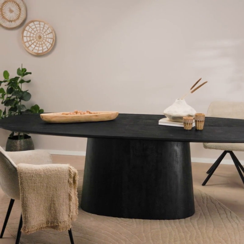Eleonora Aron Brown Oval Mango Wood Dining Table