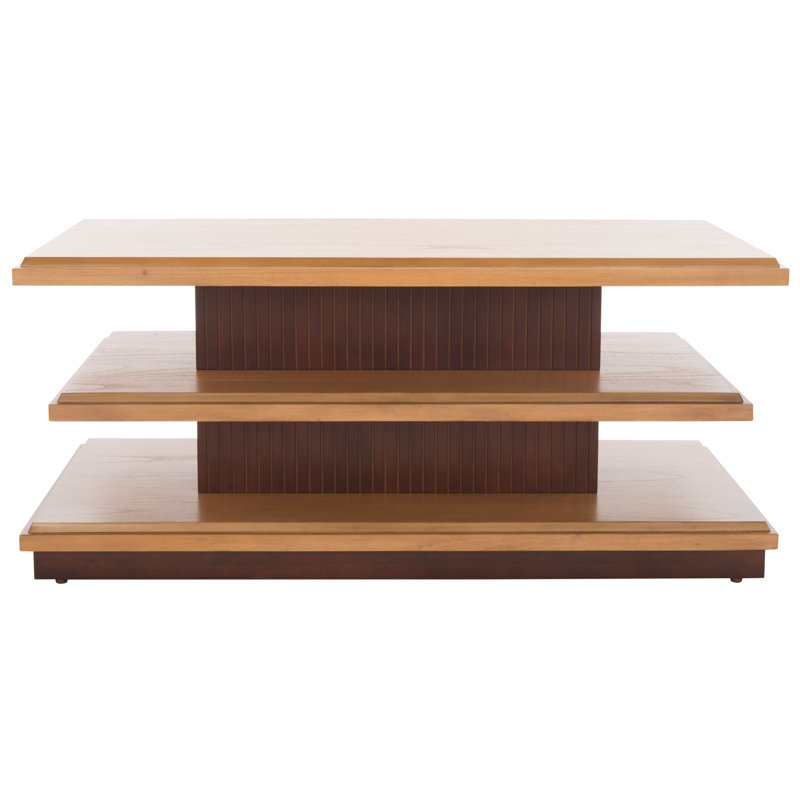 Pasha Floor Shelf Coffee Table with Storage, Walnut