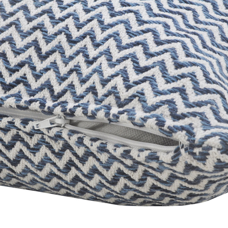 Oreiller à fermeture à glissière 100% coton 22 po x 22 po bleu marine et blanc 22 po x 22 po