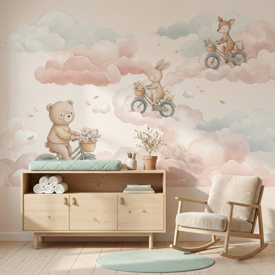 White Background Wallpaper Nursery Kids Room Wall Mural