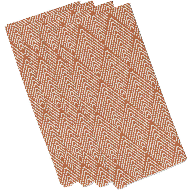 Jhayden Polyester Geometric Square Napkin, Orange