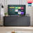 Sideboard Storage Cabinet TV Stand With Wave Pattern Buffet Cabinet Wooden Vertical Striped Cabinet For Kitchen/Bedroom/Entryway. Black-1279009888