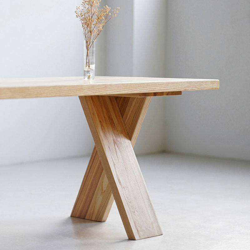 Table de salle à manger en bois de frêne importé avec base robuste, H 29,52 po x L 55,11 po x l 27,55 po