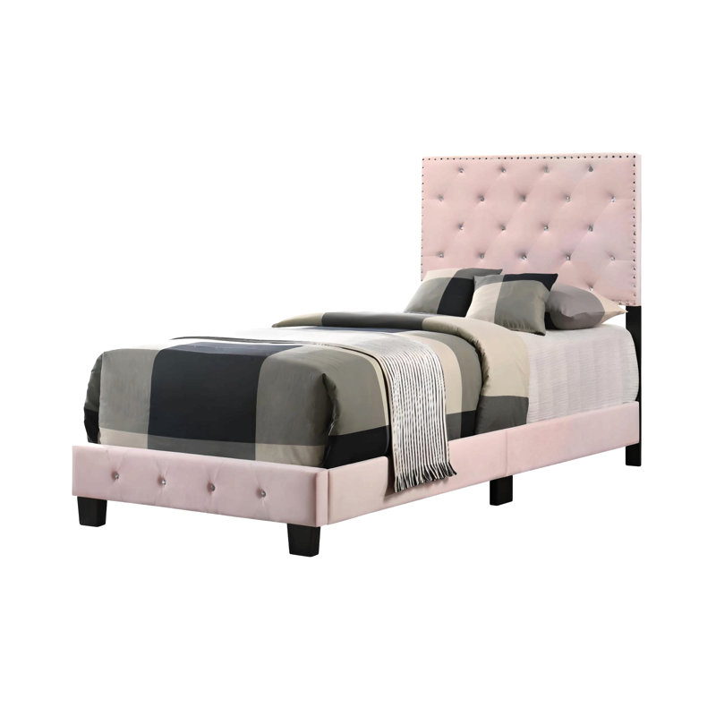 Charmant lit simple avec rangement, Pink