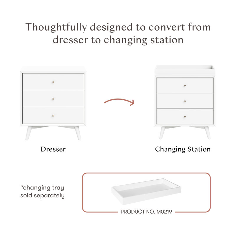 Palma 3-Drawer Assembled Dresser, White