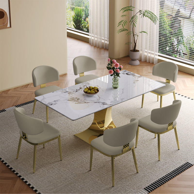 Table de salle à manger 71 "rectangulaire pour 6 à 8 personnes, 9 pièces : table, 8 chaises