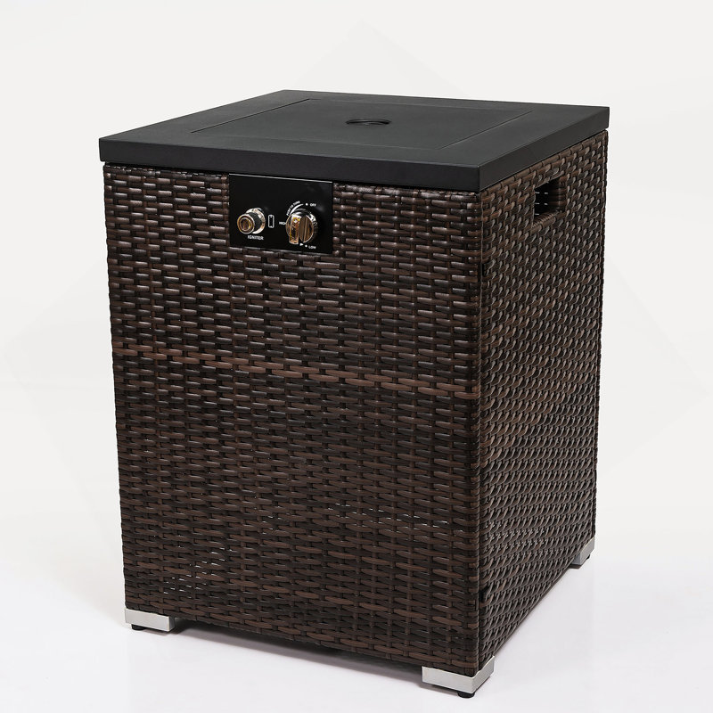 Wicker Fire Pit With Glass Wind Guard