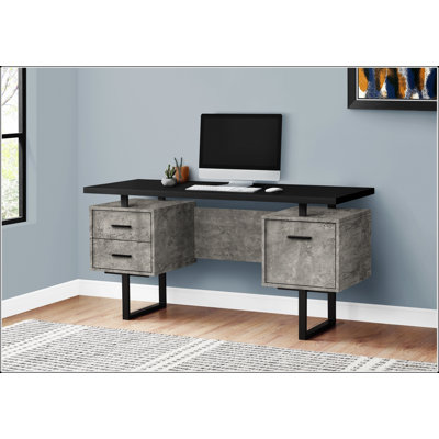 Contemporary 60-Inch Computer Desk with Storage Drawers for Home Office and Laptop, Reversible Left or Right Setup
