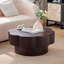 Table basse 31,50 "en forme de fleur moderne, table basse en forme de fleur de prunier avec rangement - placage en bois naturel, pour salon, appartement, bureau, assemblage facile, brun foncé-362135950
