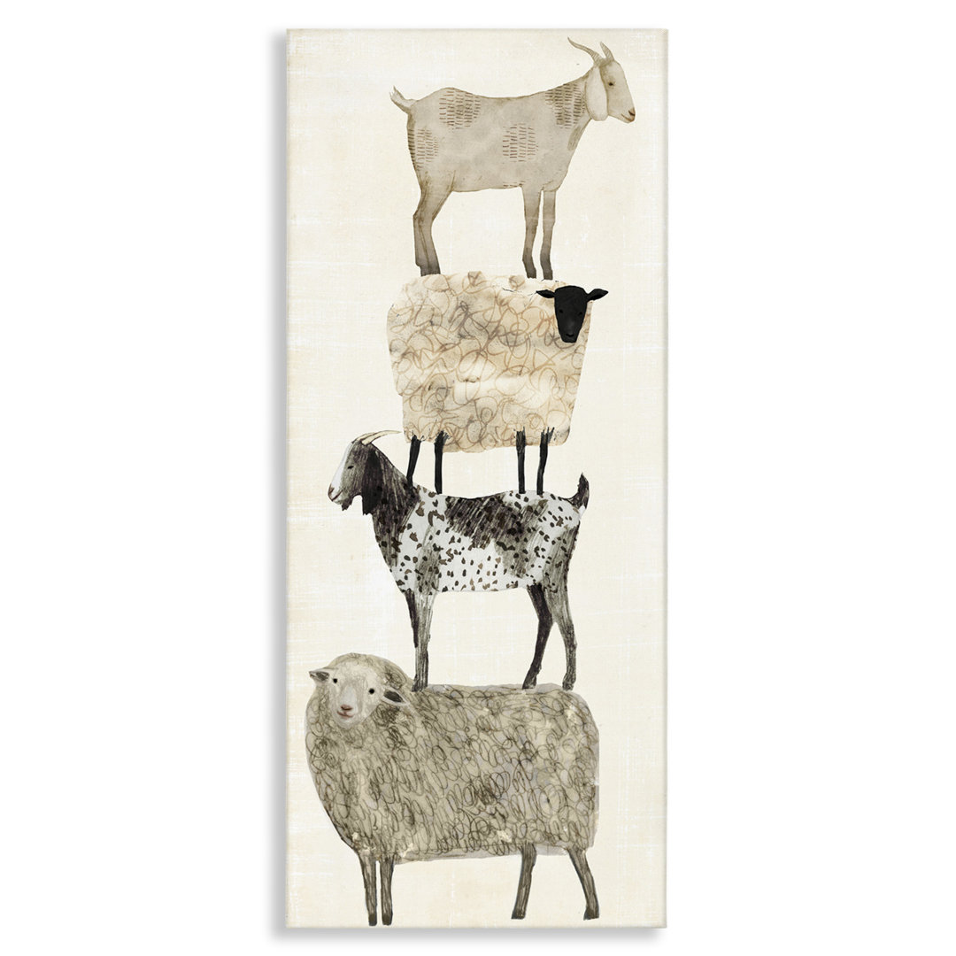 'Fun Stacked Sheep and Goats Farm Animals' Graphic Art Print Gracie Oaks 