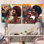 Beautiful Black Couple In Love - Ensemble de 2 collages romantiques carrés