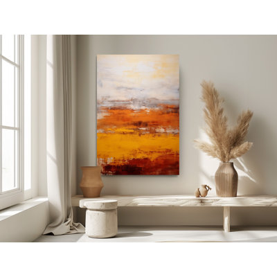 «A Day In August, White, Orange and Red Abstract», reproduction de peinture à l'huile sur toile