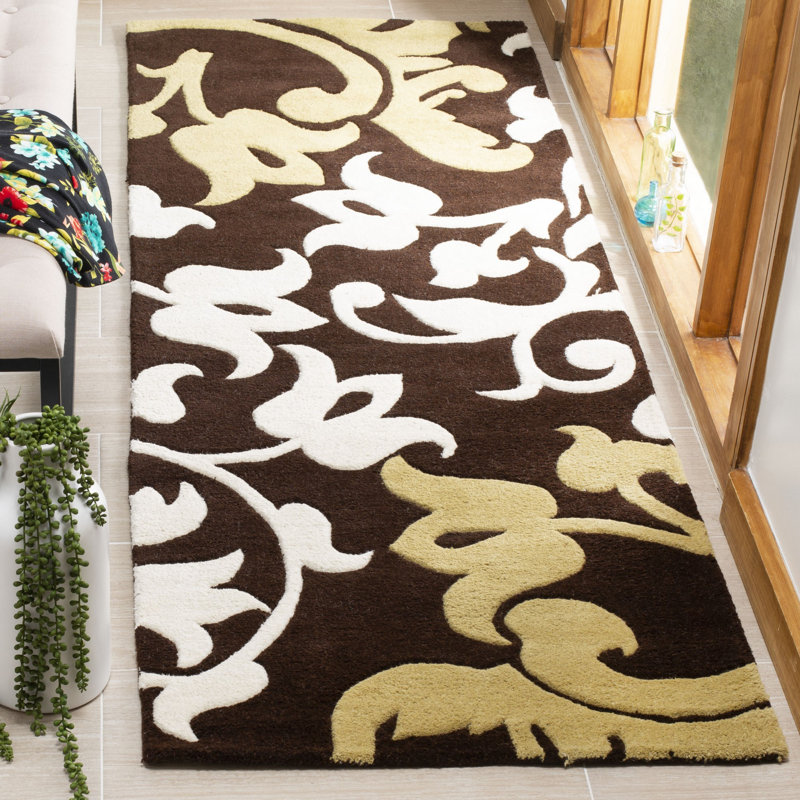 Avayah Soho Hand Tufted Wool And Viscose Floral Rug, Runner 2'6" x 8'