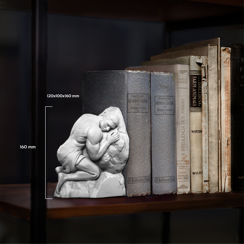 Concrette Concrete / Cement Non-Skid Bookend, White Matte