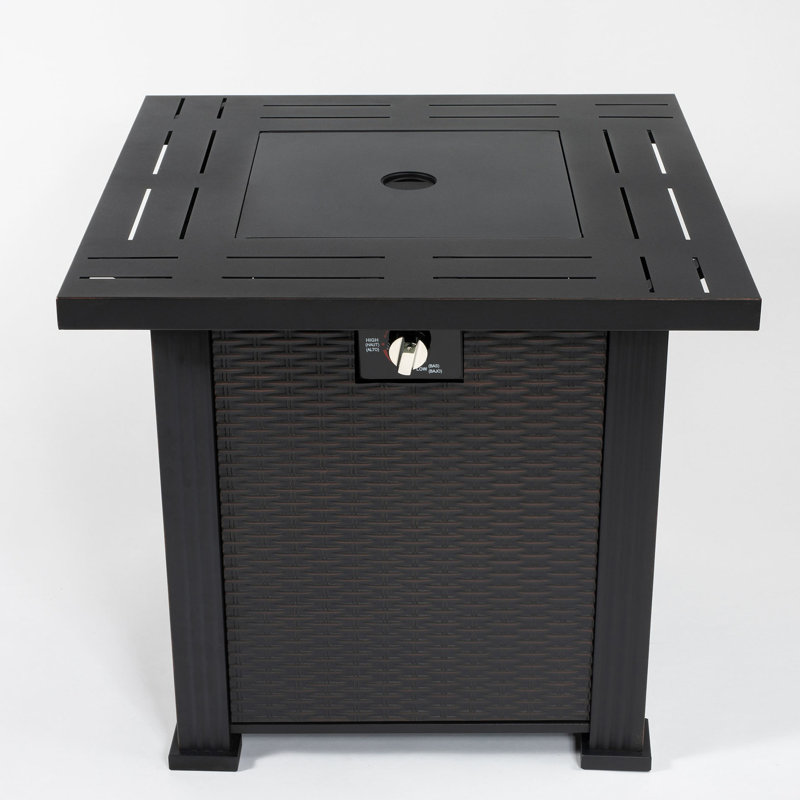 Outdoor Fire Pit Table 28inch Square, Steel, Propane Gas, 8.27in Package Height, No Glass Square Gas Table, Steel Burner, Fuel, 40lb Product Weight, Cover