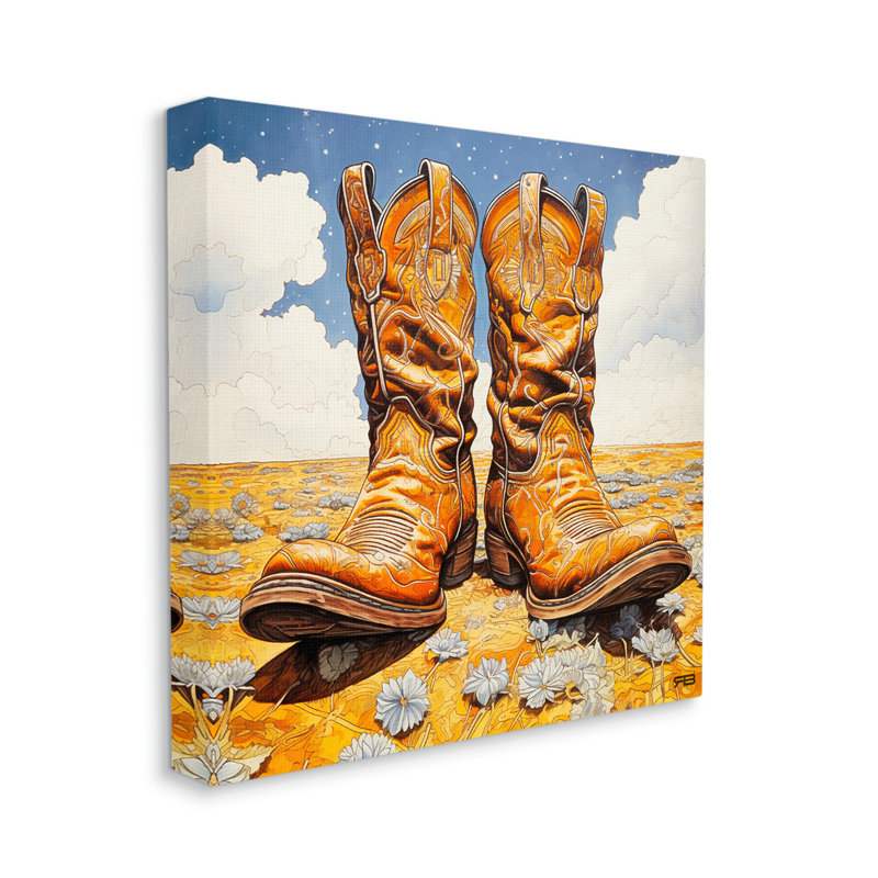 Bottes de cowboy «Cloudy Landscape» par RB, H 30 po x l 30 po x P 1,5 po