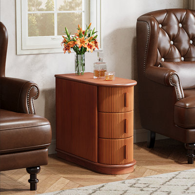 Pazmora Solid Wood 3 - Drawer End Table