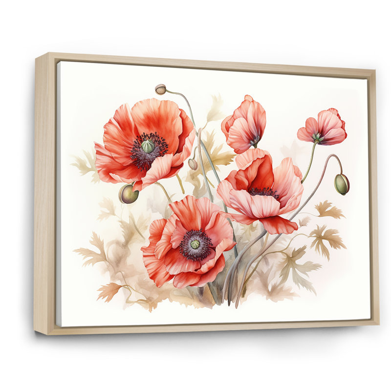Charme des coquelicots dans Winter Delight I, Cadre naturel flottant, H 30 po x l 40 po x P 1,5 po