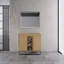 Meuble de salle de bain autoportant de 48 po (47-1/16 po), 2 portes à fermeture douce et 3 étagères de rangement ouvertes, emballage démonté (meuble-lavabo seulement, sans lavabo)