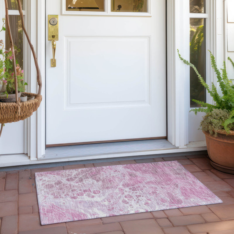 Tapis rose intérieur / extérieur lavable à la machine Cinead ACN1705, Rectangle 1 pi 8 po x 2 pi 6 po