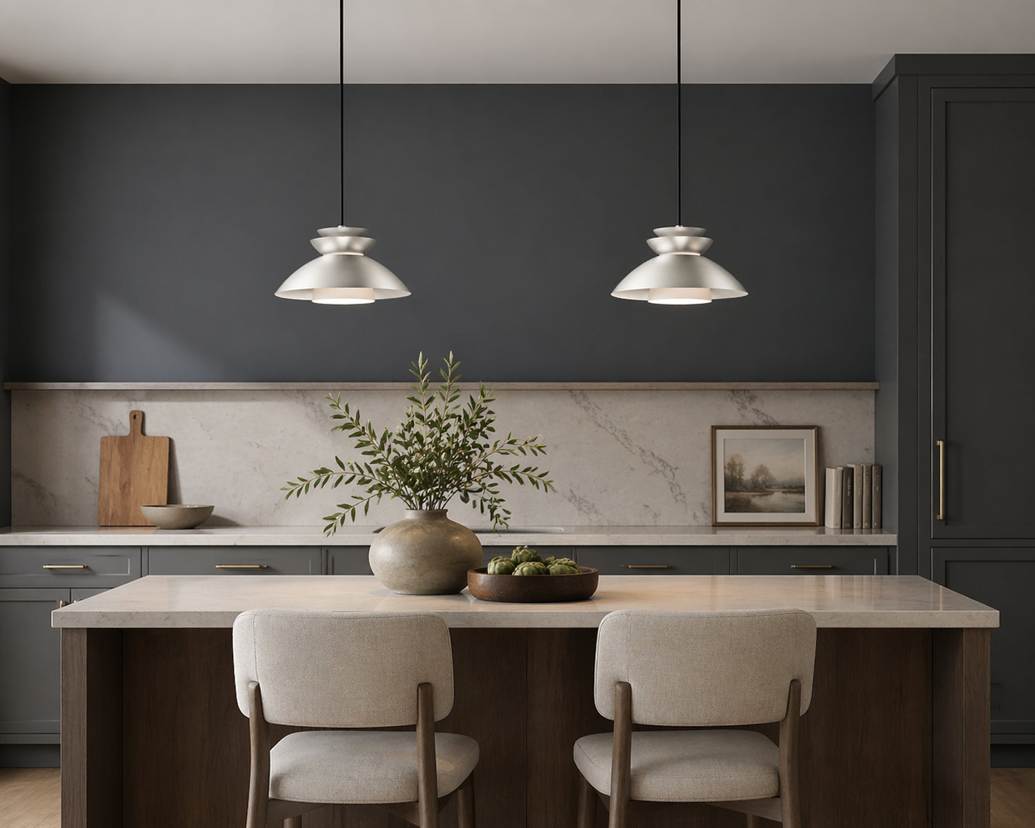 Hannes Dimmable Dome Single Light Pendant, Brushed Platinum