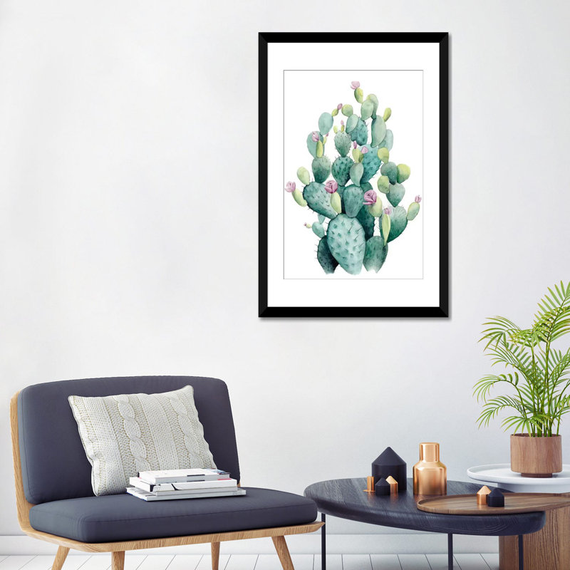 «Desert Blooms I», impression sur toile, H 32 po x l 24 po x P 1 po, Papier avec cadre noir, Blanc